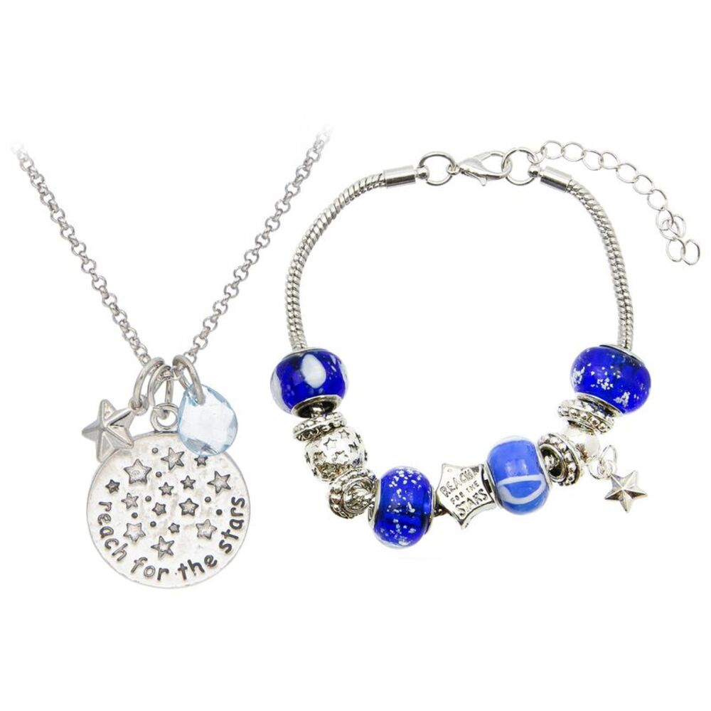 Glam & Glow "Reach for the Stars" Charm Bracelet and Necklace Set
